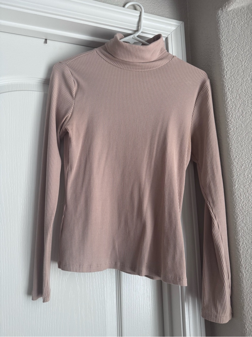 Old Navy Blush Ribbed Mock Neck Long Sleeve Top